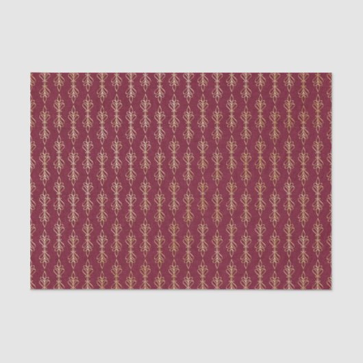 Papier Mousseline Motif Art déco rouge et or (Recto)
