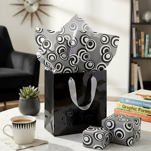 Papier Mousseline Motif artistique de cercles et de points en noir e