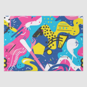 Papier Mousseline Motif artistique funky abstrait des années 90 aux