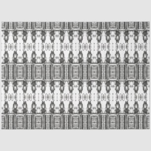 Papier Mousseline Motif artistique tribal occidental blanc noir Crân