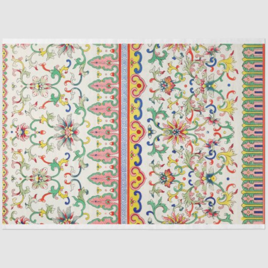 Papier Mousseline Motif asiatique floral clair (Recto)