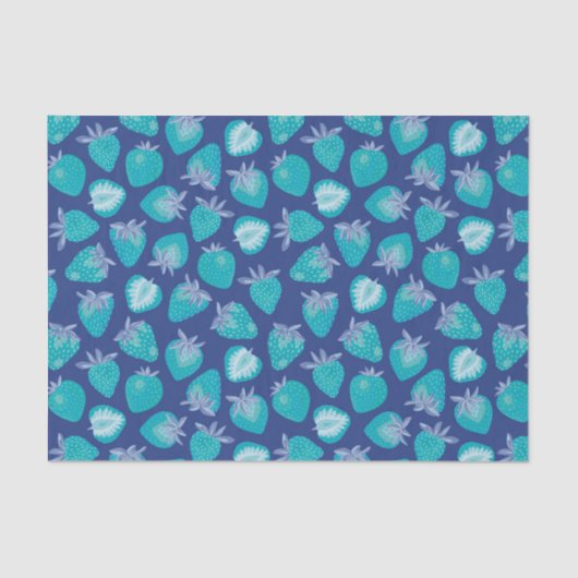 Papier Mousseline Motif aux fraises bleues (Recto)