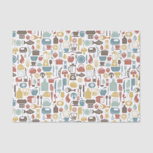Papier Mousseline Motif avec des icônes de cuisine (Recto)
