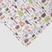 Papier Mousseline Motif avec icônes de cuisine colorées (Détail)