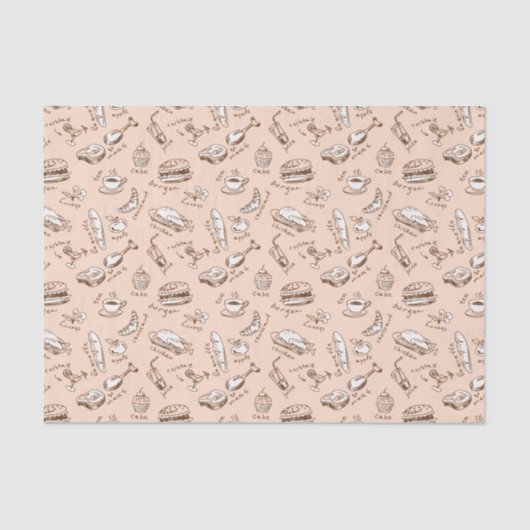 Papier Mousseline Motif avec la nourriture (Recto)