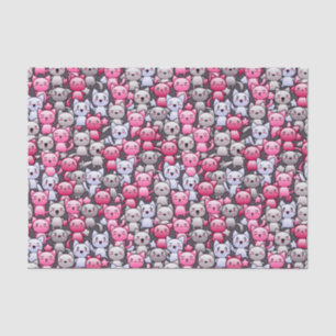 Papier Mousseline motif avec les chats mignons 2 de griffonnage de