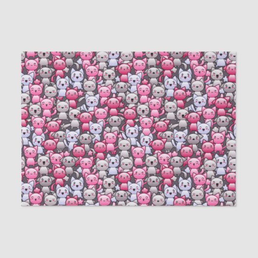Papier Mousseline motif avec les chats mignons 2 de griffonnage de (Recto)