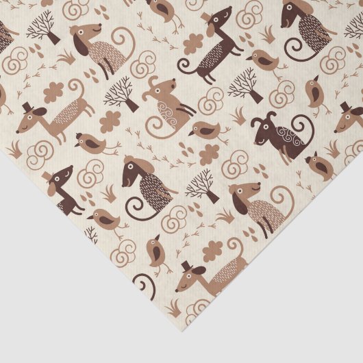 Papier Mousseline motif avec les chiens mignons (Détail)