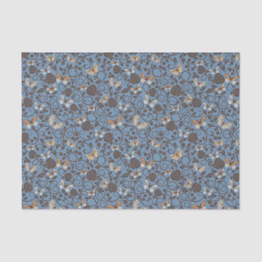 Papier Mousseline motif avec les roses et le papillon (Recto)