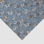 Papier Mousseline motif avec les roses et le papillon (Détail)