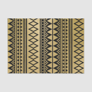 Papier Mousseline Motif aztèque géométrique de feuille d'or de Faux