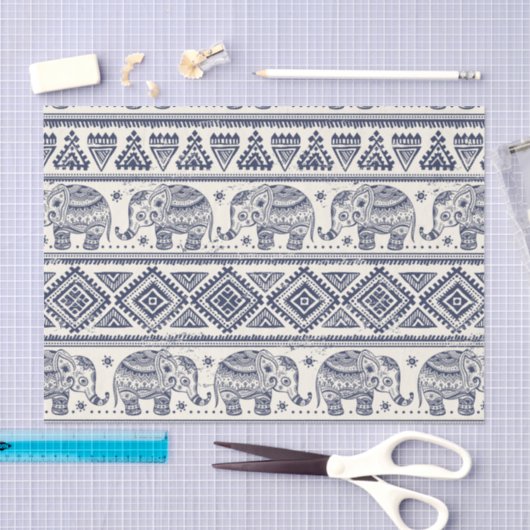 Papier Mousseline Motif aztèque tribal ethnique d'éléphant (Artisanat)