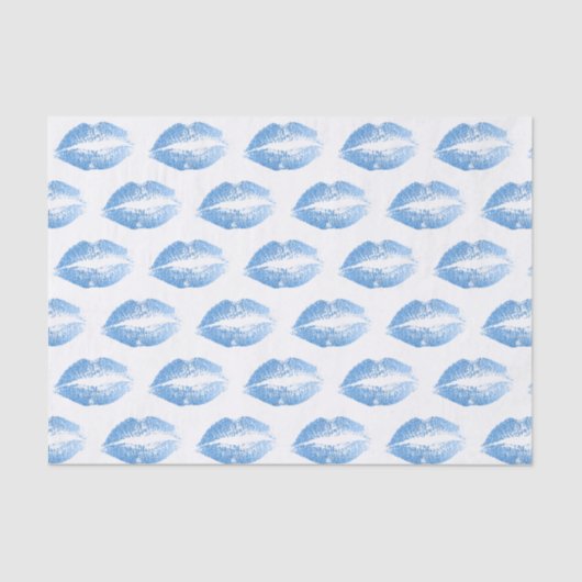 Papier Mousseline Motif baiser de parties scintillant bleu clair (Recto)