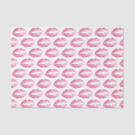 Papier Mousseline Motif baiser parties scintillant rose (Recto)