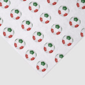 Papier Mousseline motif ballons de foot rouges verts (Détail)