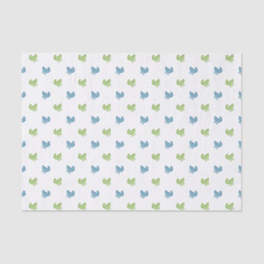 Papier Mousseline Motif Bébé bleu et vert mignon buggy (Recto)