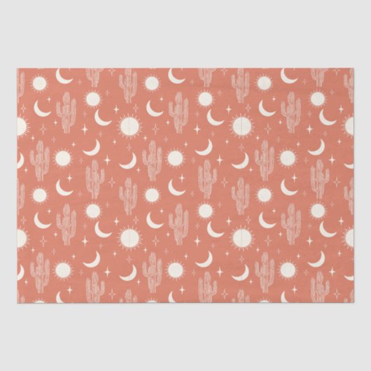 Papier Mousseline Motif blanc Cactus (Recto)