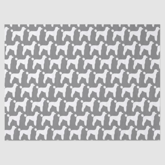 Papier Mousseline Motif blanc de silhouettes de caniche standard (Recto)
