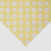 Papier Mousseline Motif blanc marguerite sur jaune or (Détail)