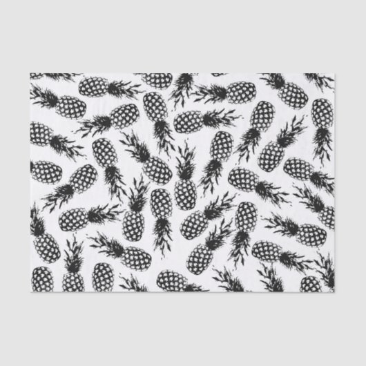 Papier Mousseline Motif blanc noir moderne abstrait d'ananas (Recto)