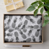 Papier Mousseline Motif blanc noir moderne abstrait d'ananas (Cadeau)