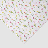 Papier Mousseline Motif blanc tulipes et papillons  (Détail)