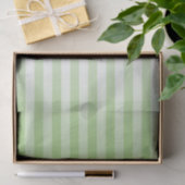 Papier Mousseline Motif blanc vert rayé (Cadeau)