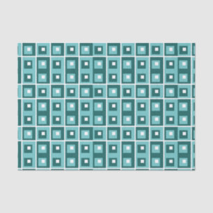 Papier Mousseline Motif bleu Carré géométrique