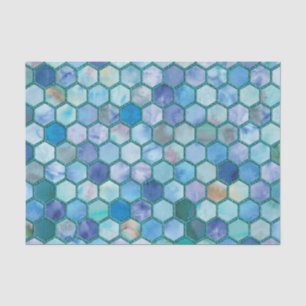 Papier Mousseline Motif bleu de nid d'abeilles d'Aqua de luxe