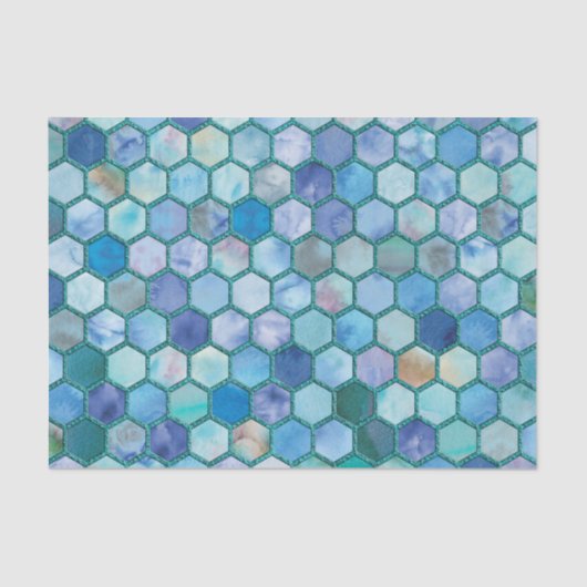 Papier Mousseline Motif bleu de nid d'abeilles d'Aqua de luxe (Recto)