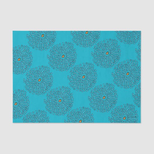 Papier Mousseline Motif bleu d'école de poissons avec de petits (Recto)