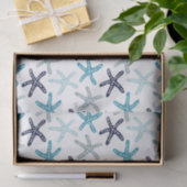 Papier Mousseline Motif bleu d'étoiles de mer (Cadeau)