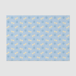 Papier Mousseline Motif bleu d'os d'empreinte de patte