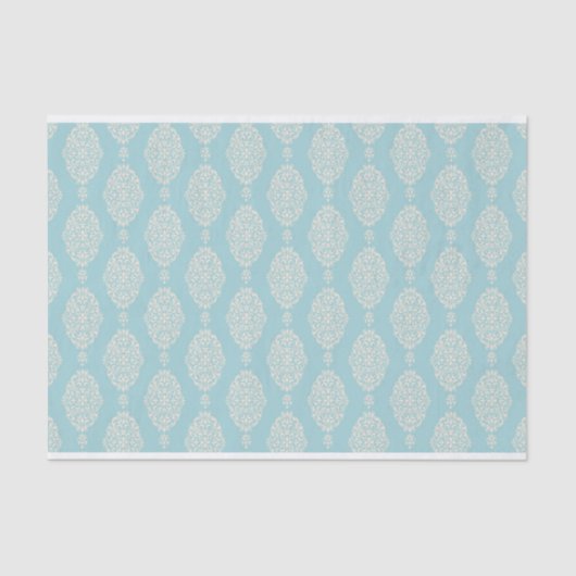 Papier Mousseline Motif bleu et bleu Damas (Recto)