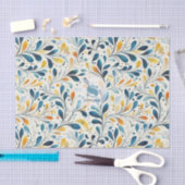Papier Mousseline Motif bleu et or Paisley Leaf (2) (Artisanat)