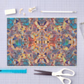 Papier Mousseline Motif bleu jaune pourpre de la tribu Boho (Artisanat)