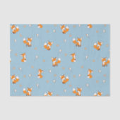 Papier Mousseline Motif bleu Little Fox (Recto)
