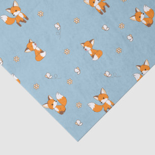 Papier Mousseline Motif bleu Little Fox