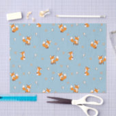 Papier Mousseline Motif bleu Little Fox (Artisanat)