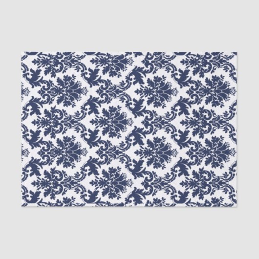 Papier Mousseline Motif bleu marine et blanc (Recto)