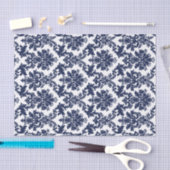 Papier Mousseline Motif bleu marine et blanc (Artisanat)