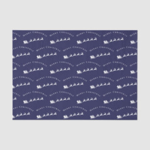 Papier Mousseline Motif bleu marine silhouette du traîneau du Père N