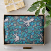 Papier Mousseline Motif bleu Turquoise de la méduse d'Octopus (Cadeau)