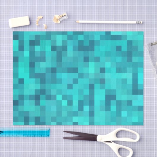 Papier Mousseline Motif bleu Turquoise turquoise (Artisanat)