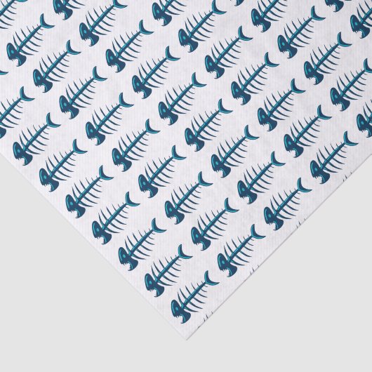 Papier Mousseline Motif Blue Fish Bones (Détail)