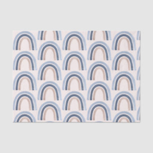 Papier Mousseline Motif Boho bleu et arc-en-ciel de pêche