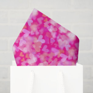 Papier Mousseline Motif Bokeh Cœurs Rose