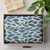 Papier Mousseline Motif botanique bleu et vert feuille (Cadeau)
