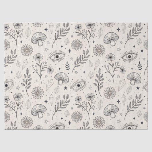 Papier Mousseline Motif botanique céleste (3) (Recto)