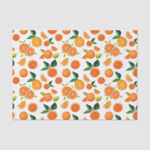 Papier Mousseline Motif botanique d'agrumes orange